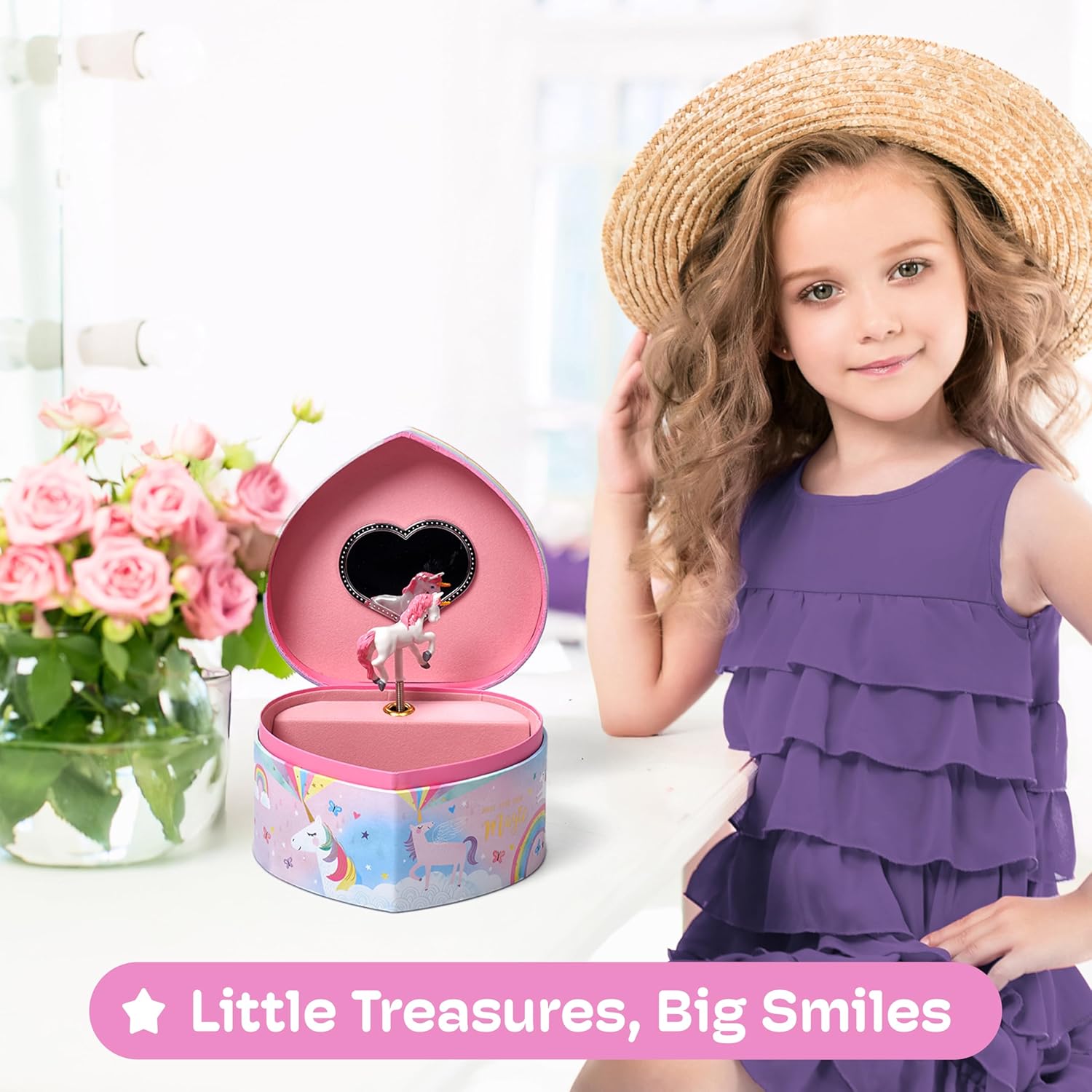 Jewelkeeper Music Jewelry Box for Girls - Heart Shaped Unicorn Design