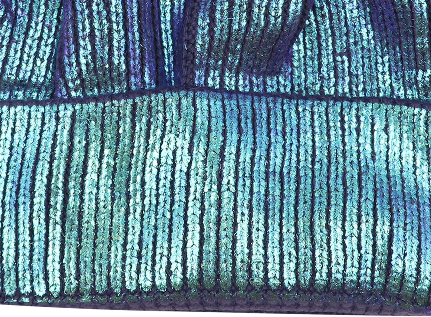 JUMISEE Women Girls Shiny Metallic Knit Beanie Hat Slouchy Winter Skull Cap with Faux Fur Pompom 1