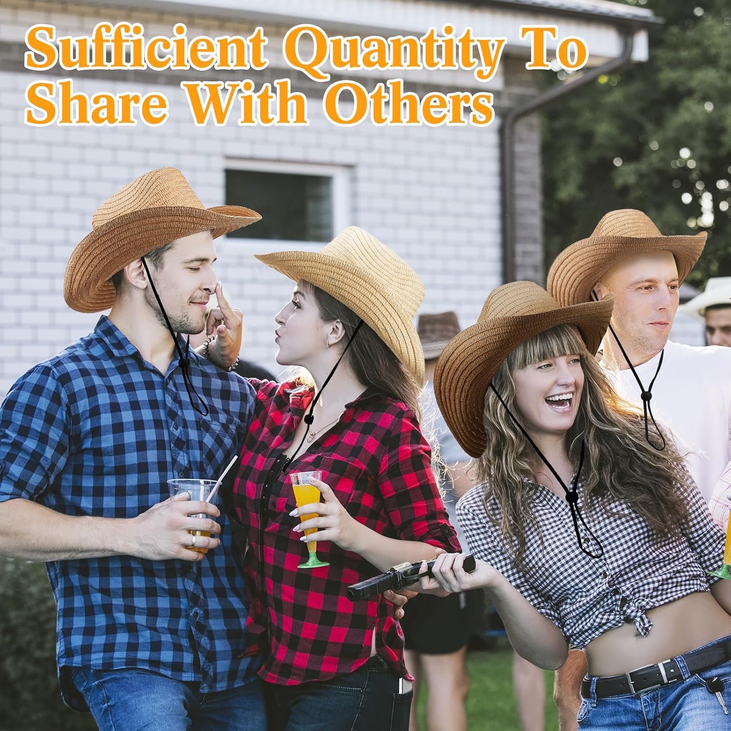 Unittype Adult Cowboy Hat Bulk Western Party Straw Hat Unisex Set