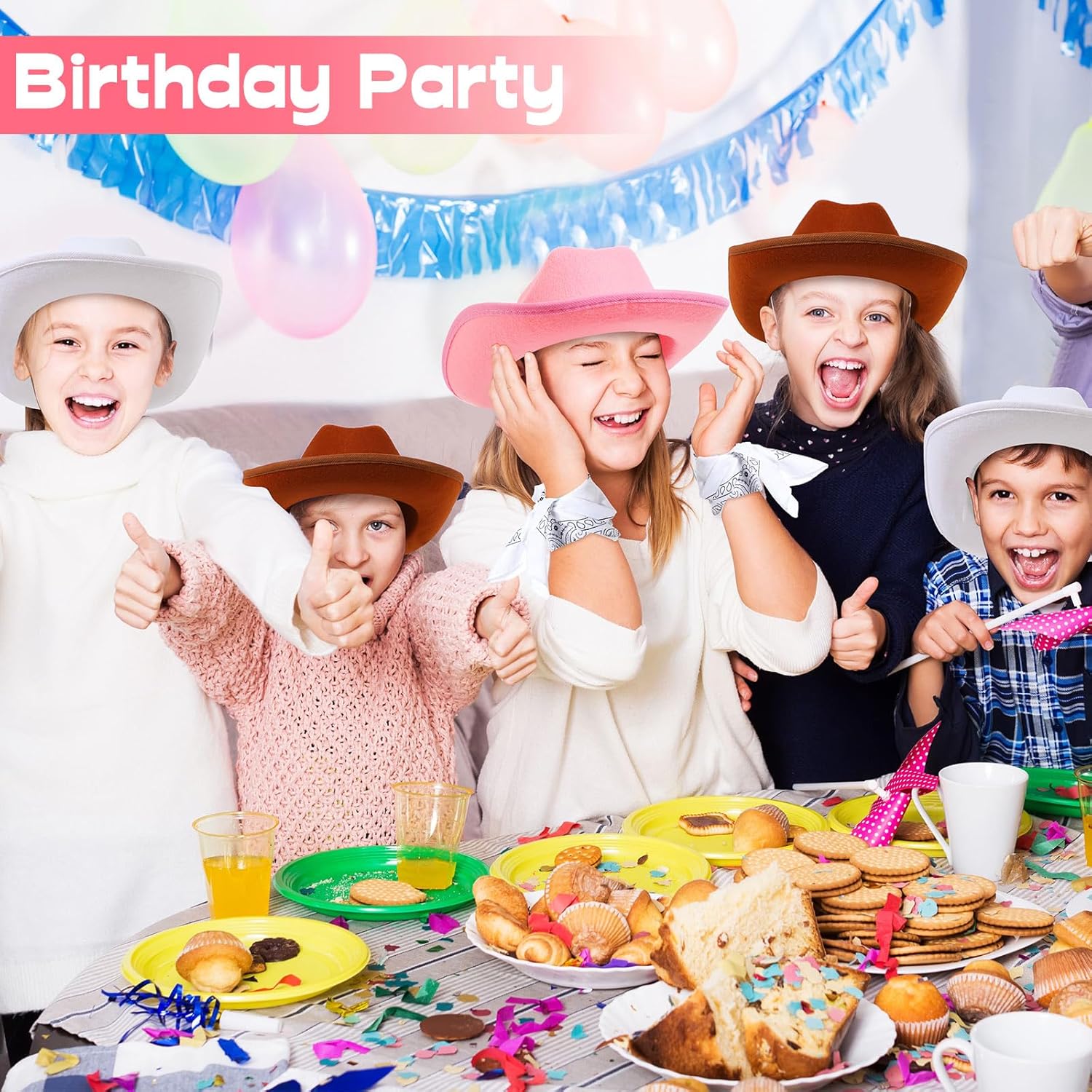 Unittype Kids Western Cowboy Hat Set 12 Pcs