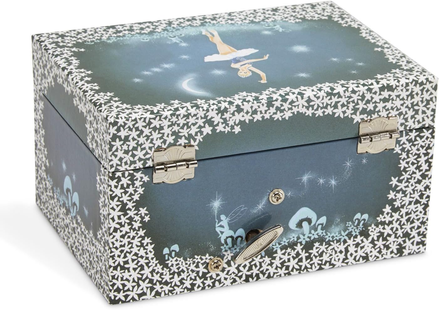 Jewelkeeper Girls Musical Jewelry Storage Box with Twirling Fairy Blue and White Star Design