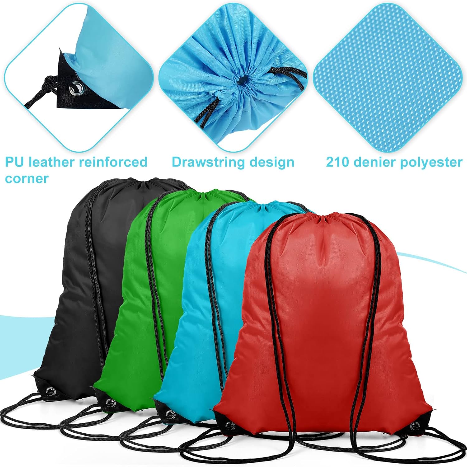 Shappy 100 Piece Drawstring Backpacks Waterproof Cinch Bags Multicolor Large Capacity