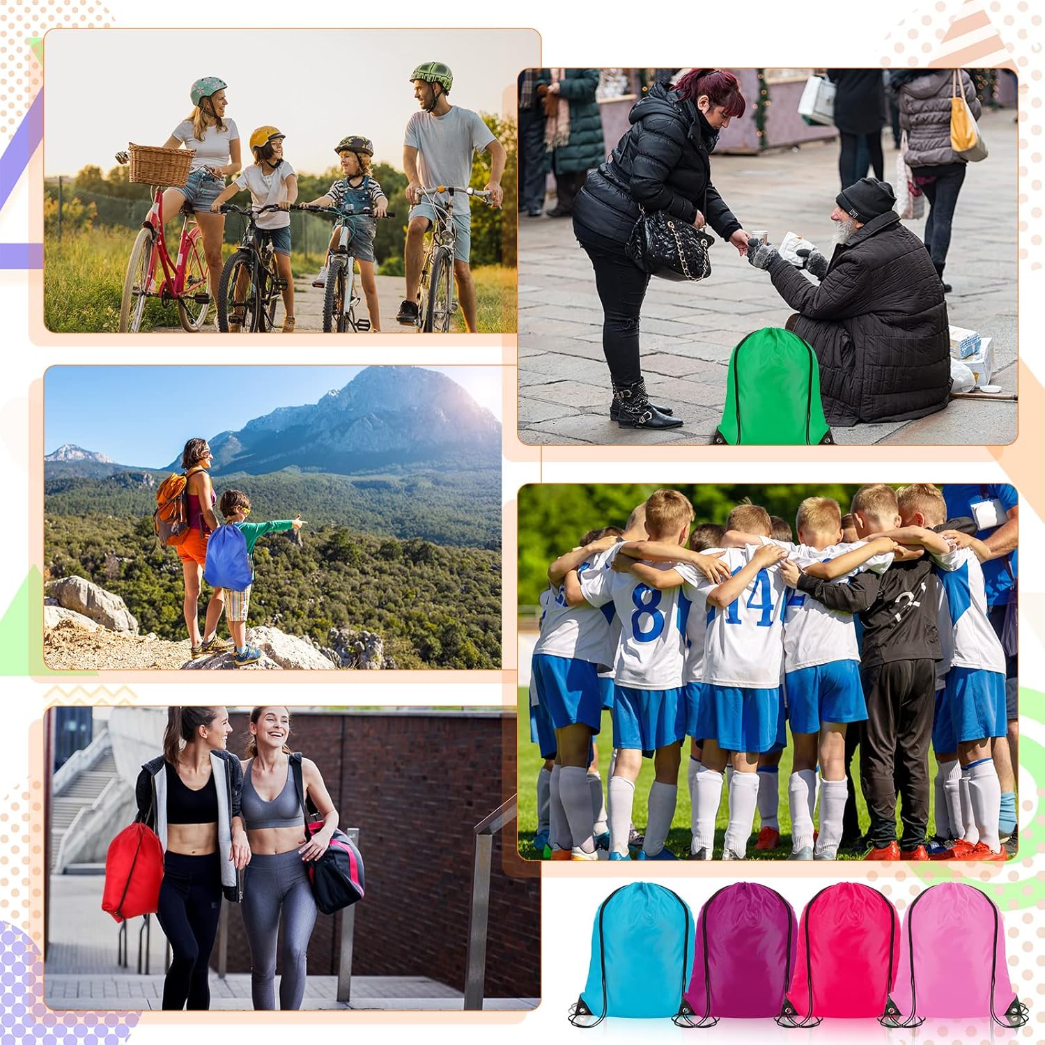 Kacctyen 400 Pcs Drawstring Backpack Bulk Set 18 Colors