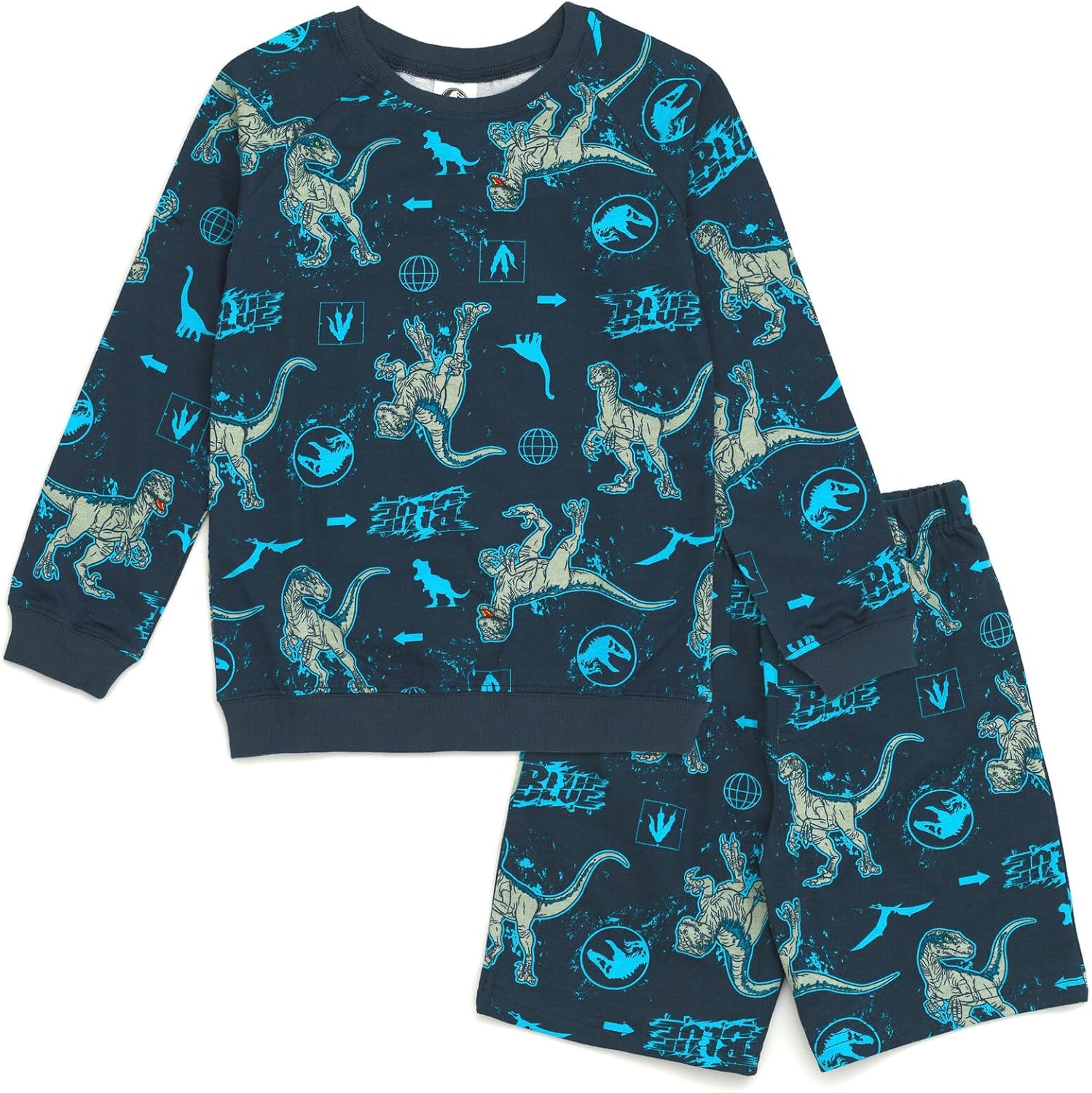 Jurassic World Blue Graphic Sweatshirt and Bike Shorts Set for Kids
