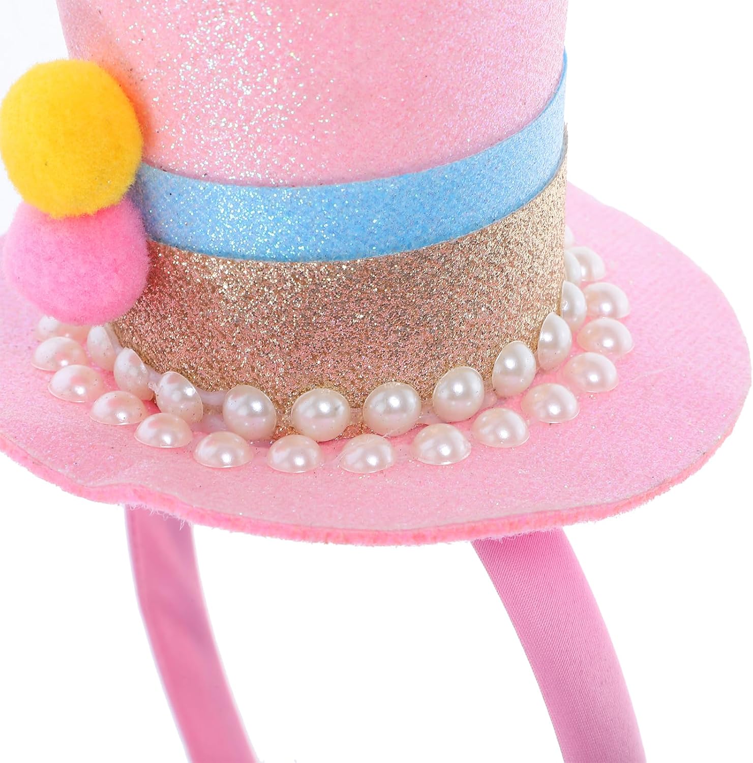 LUOZZY Mini Pink Sequin Headband Birthday Party Hat Costume Accessory for Women Girls