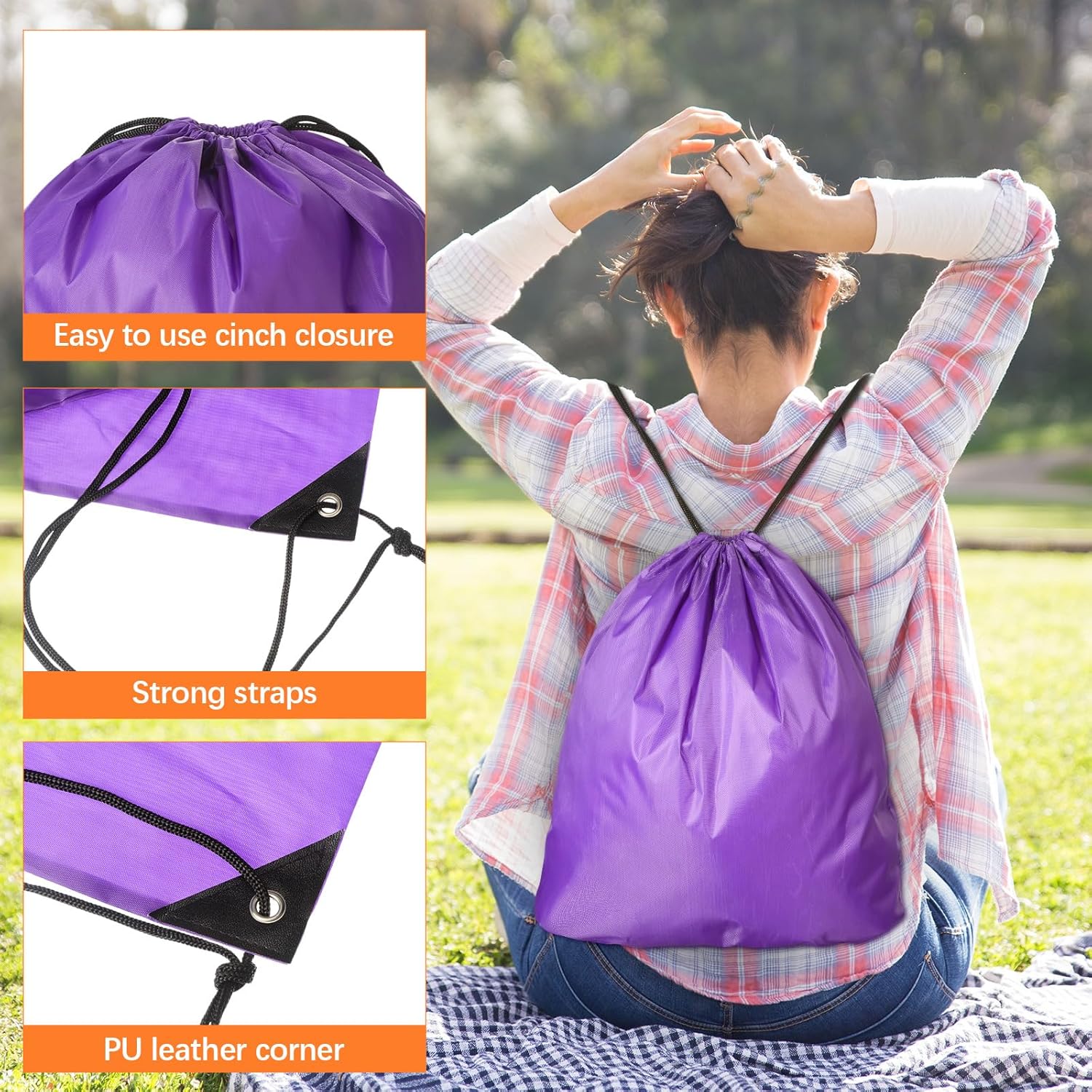 Kacctyen 400 Pcs Drawstring Backpack Bulk Set 18 Colors