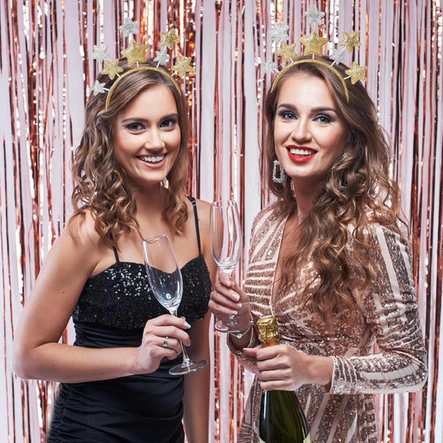 Star Headband 2 Pieces Gold and Silver Star Hair Hoops Party Festival Holiday Birthday Hair Accessories One Size