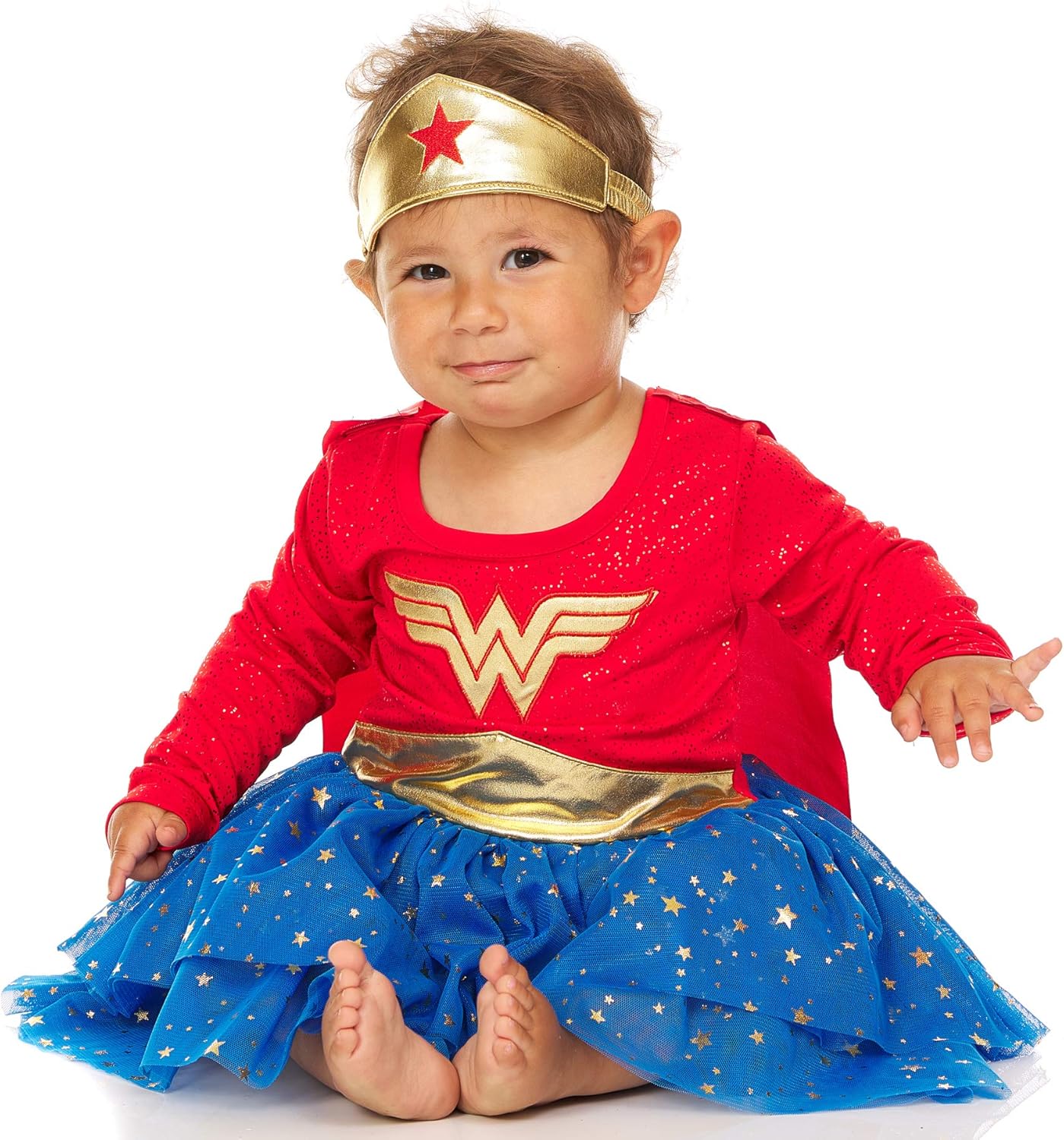 DC Comics Baby Wonder Woman Dress with Tiara and Cape Red Blue 18 Months