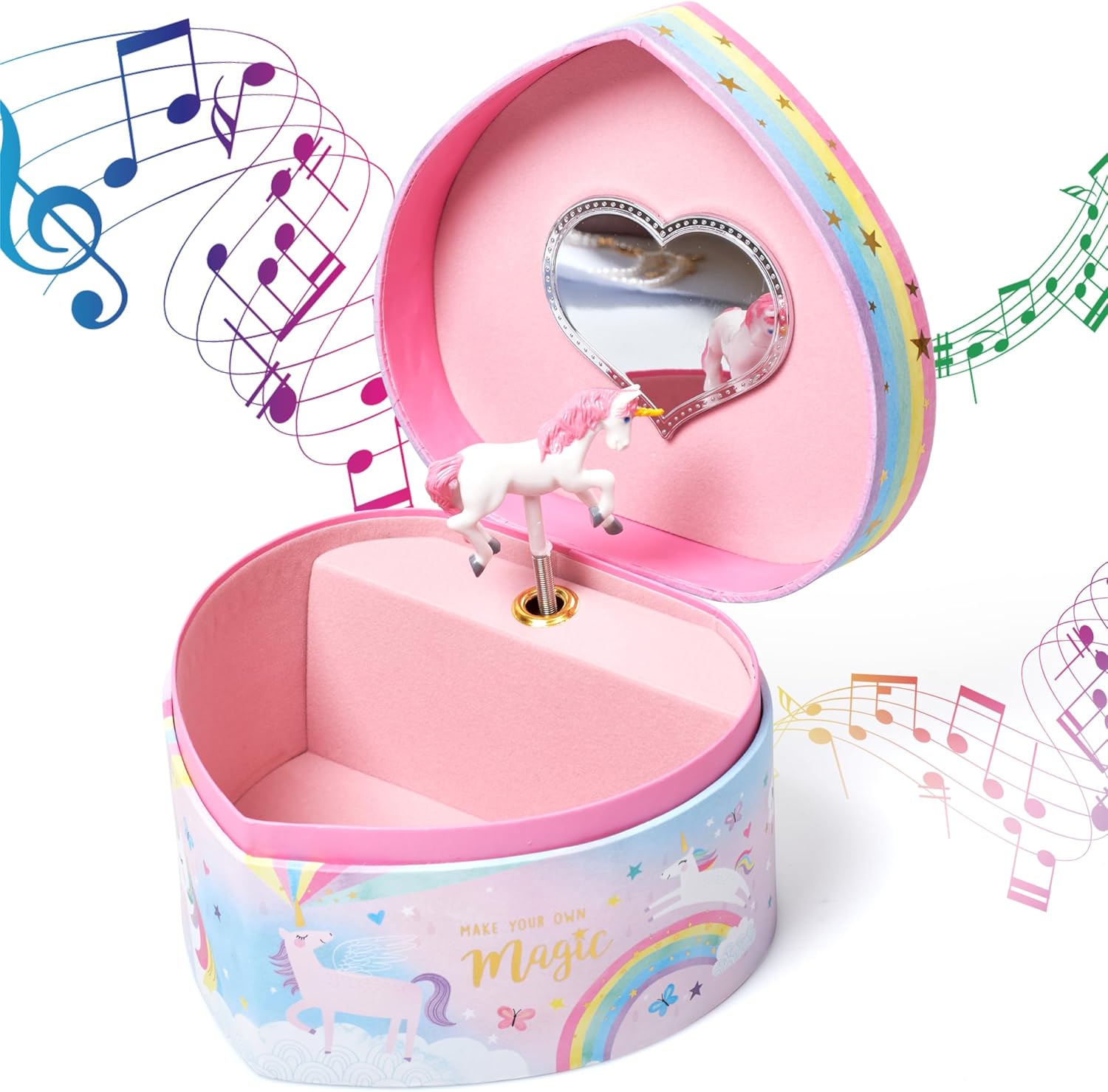 Jewelkeeper Music Jewelry Box for Girls - Heart Shaped Unicorn Design