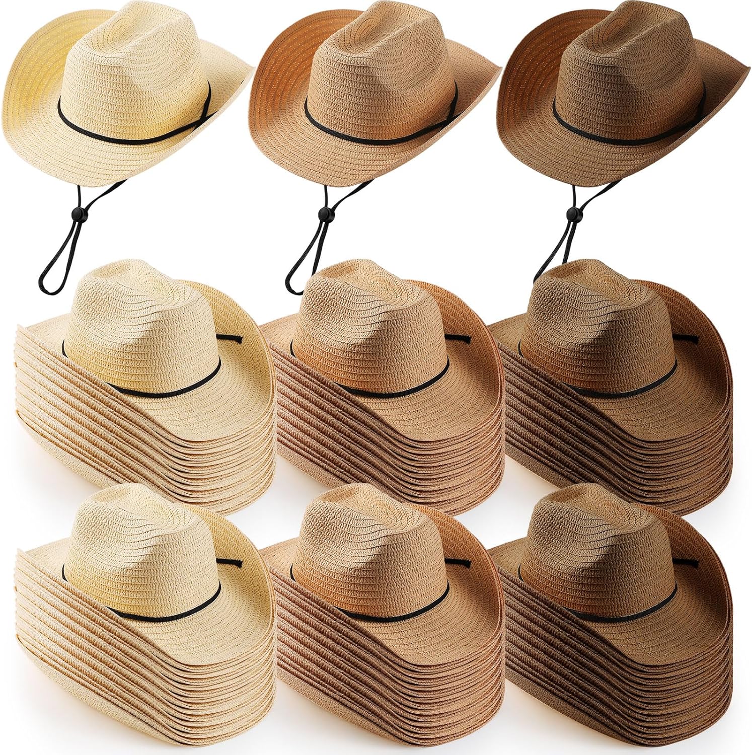 Unittype Adult Cowboy Hat Bulk Western Party Straw Hat Unisex Set