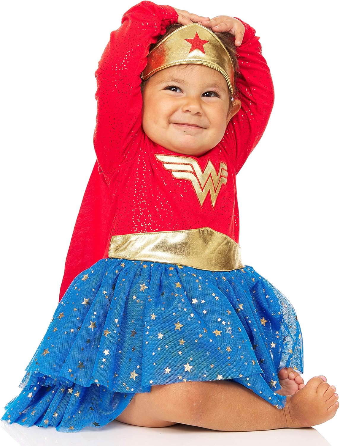 DC Comics Baby Wonder Woman Dress with Tiara and Cape Red Blue 18 Months